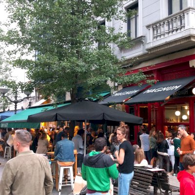 terraces in streets of Bilbao