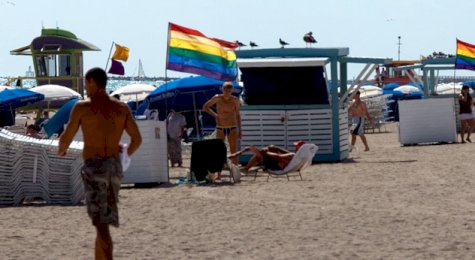 Miami SoBe gay beach 12th st rainbow flags